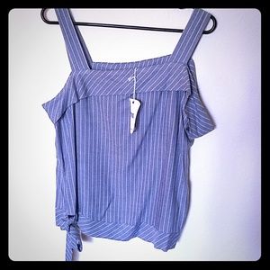 NWT! Naked Zebra chambray and white pinstripe top